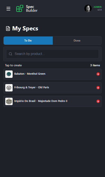 My Specs - To Do Populated